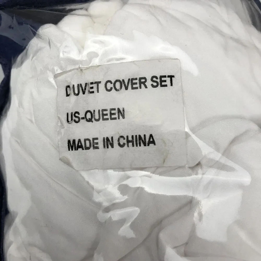 JANZAA DUVET COVER Sham Queen White Pom Ball Zipper Polyester Bed Bedroom